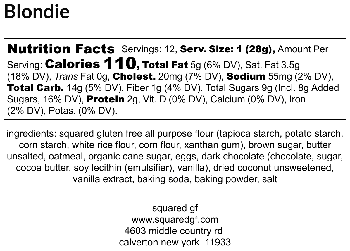 Oatmeal Coconut Chocolate Chip Blondie Squares