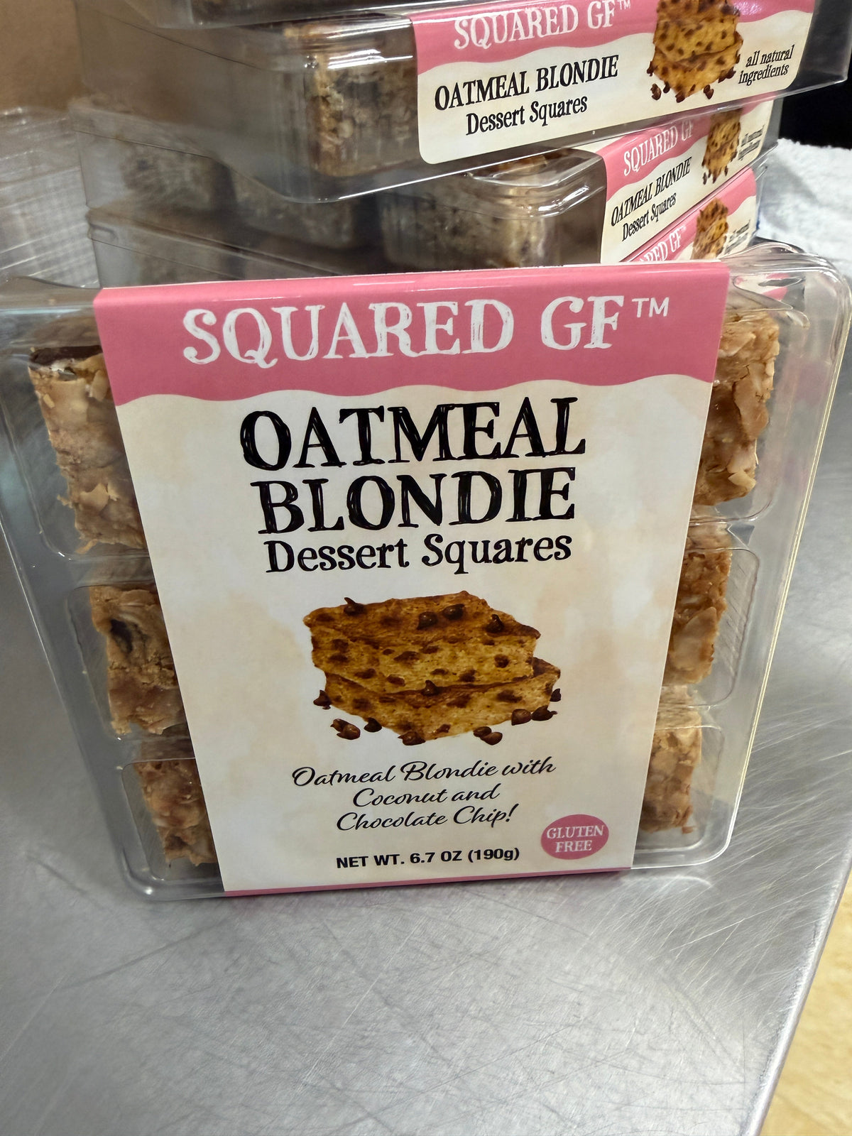 Squared GF coconut oatmeal blondie squares, 9-square box